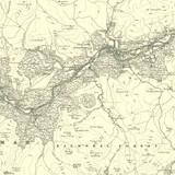Close up of Authentic reproduction of Ordnance Survey map of Balmoral 1896-1904 with a yellow tint background