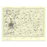 Authentic reproduction of Ordnance Survey map of Leicester 1896-1904 with a yellow tint background
