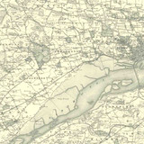 Close up of authentic reproduction of Ordnance Survey map of Perth 1896-1904 with a yellow tint background