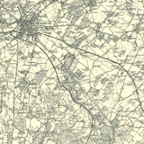 Close up of Authentic reproduction of Ordnance Survey map of Canterbury 1896-1904 with a yellow tint background