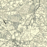 Close up of Authentic reproduction of Ordnance Survey map of Canterbury 1896-1904 with a yellow tint background