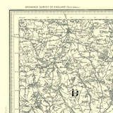 Close up of Authentic reproduction of Ordnance Survey map of Okehampton 1896-1904 with a yellow tint background