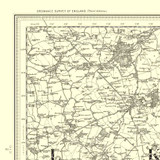 Close up of authentic reproduction of Ordnance Survey map of Saxmundham 1896-1904 with a yellow tint background