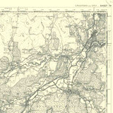 Close up of Authentic reproduction of Ordnance Survey map of Grantown on Spey 1896-1904 with a yellow tint background