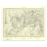 Authentic reproduction of Ordnance Survey map of Builth Wells 1896-1904 with a yellow tint background