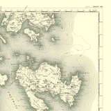 Close up of authentic reproduction of Ordnance Survey map of Yell 1896-1904 with a yellow tint background Close up of authentic reproduction of Ordnance Survey map of Yell 1896-1904 with a yellow tint background