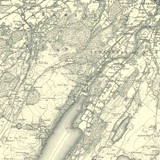Close up of Authentic reproduction of Ordnance Survey map of Inverness 1896-1904 with a yellow tint background