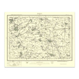 Authentic reproduction of Ordnance Survey map of Redditch 1896-1904 with a yellow tint background