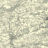 Close up of Authentic reproduction of Ordnance Survey map of Aldershot 1896-1904 with a yellow tint background