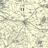 Close up of authentic reproduction of Ordnance Survey map of Swaffham 1896-1904 with a yellow tint background
