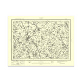 Authentic reproduction of Ordnance Survey map of Hitchin 1896-1904 with a yellow tint background