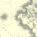 Close up of Authentic reproduction of Ordnance Survey map of Hougary 1896-1904 with a yellow tint background