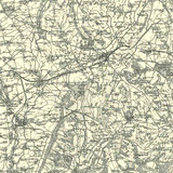 Close up of Authentic reproduction of Ordnance Survey map of Sidmouth 1896-1904 with a yellow tint background