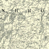 Close up of Authentic reproduction of Ordnance Survey map of Shrewsbury 1896-1904 with a yellow tint background