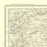 Close up of authentic reproduction of Ordnance Survey map of Hay 1896-1904 with a yellow tint background