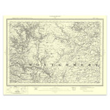 Close up of Authentic reproduction of Ordnance Survey map of Dinas-Mawddwy 1896-1904 with a yellow tint background
