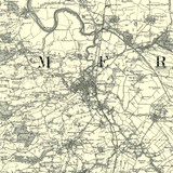 Close up of Authentic reproduction of Ordnance Survey map of Taunton 1896-1904 with a yellow tint background