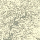 Close up of Authentic reproduction of Ordnance Survey map of Clitheroe 1896-1904 with a yellow tint background