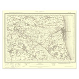 Authentic reproduction of Ordnance Survey map of Great Yarmouth 1896-1904 with a yellow tint background