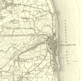 Close up of Authentic reproduction of Ordnance Survey map of Great Yarmouth 1896-1904 with a yellow tint background