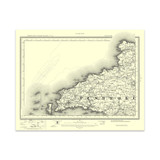 Authentic reproduction of Ordnance Survey map of St Davids 1896-1904 with a yellow tint background