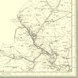 Close up of Authentic reproduction of Ordnance Survey map of Kielder Castle 1896-1904 with a yellow tint background