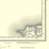 Close up of Authentic reproduction of Ordnance Survey map of Morte Point 1896-1904 with a yellow tint background