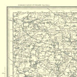 Close up of Authentic reproduction of Ordnance Survey map of Tiverton 1896-1904 with a yellow tint background