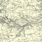 Close up of Authentic reproduction of Ordnance Survey map of Chelmsford 1896-1904 with a yellow tint background