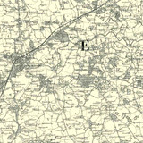 Close up of Authentic reproduction of Ordnance Survey map of Chelmsford 1896-1904 with a yellow tint background