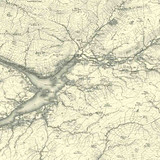 Close up of authentic reproduction of Ordnance Survey map of Oban 1896-1904 with a yellow tint background