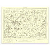 Authentic reproduction of Ordnance Survey map of Biggleswade 1896-1904 with a yellow tint background