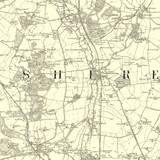 Close up of Authentic reproduction of Ordnance Survey map of Biggleswade 1896-1904 with a yellow tint background