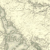 Close up of authentic reproduction of Ordnance Survey map of Loch Lomond 1896-1904 with a yellow tint background
