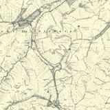 Close up of authentic reproduction of Ordnance Survey map of Balquhidder 1896-1904 with a yellow tint background