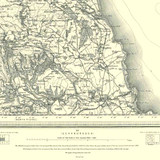 Close  up of Authentic reproduction of Ordnance Survey map of Scalby 1896-1904 with a yellow tint background
