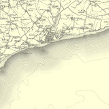 Close up of Authentic reproduction of Ordnance Survey map of Bognor 1896-1904 with a yellow tint background