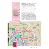 A page from the OS Short Walks Made Easy - Northumberland with a route map, with some text and notes on accessibility and dogs.