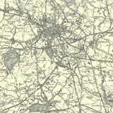 Close up of Authentic reproduction of Ordnance Survey map of Wigan 1896-1904 with a yellow tint background