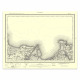 Authentic reproduction of Ordnance Survey map of Beaumaris 1896-1904 with a yellow tint background