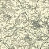 Close up of Authentic reproduction of Ordnance Survey map of Barnsley 1896-1904 with a yellow tint background