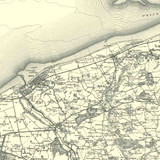 Close up of authentic reproduction of Ordnance Survey map of Rhyl 1896-1904 with a yellow tint background