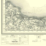 Close up of authentic reproduction of Ordnance Survey map of Rhyl 1896-1904 with a yellow tint background