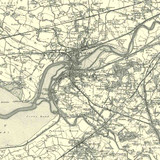 Close up of authentic reproduction of Ordnance Survey map of Runcorn 1896-1904 with a yellow tint background
