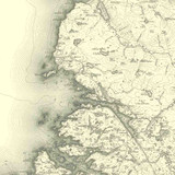 Close up of authentic reproduction of Ordnance Survey map of Cape Wrath 1896-1904 with a yellow tint background