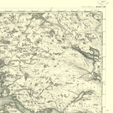 Close up of authentic reproduction of Ordnance Survey map of Lochinver 1896-1904 with a yellow tint background