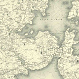 Close up of authentic reproduction of Ordnance Survey map of Kirkwall 1896-1904 with a yellow tint background
