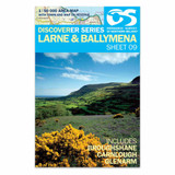 Blue front cover of OS Northern Ireland Discoverer Series Map of Larne: Discoverer 9