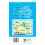Blue back cover of OS Northern Ireland Discoverer Series Map of Lower Lough Erne: Discoverer 17 showing the area covered by the map and the wider area