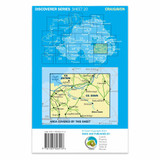Blue back cover of OS Northern Ireland Discoverer Series Map of Craigavon: Discoverer 20 showing the area covered by the map and the wider area